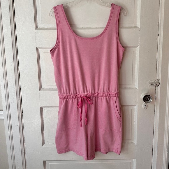 Jane and Delancey Romper Pink Cotton Cinched Waist Sleeveless Casual Pockets - Picture 10 of 17